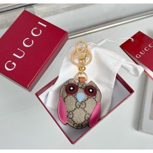 Gucci Owl-shaped bag charm 821813 Beige and dark brown new GG Monogram coated canvas 2025