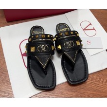 VALENTINO GARAVANI PLASTER CASTER BUFFALO THONG SANDAL BLACK 2025