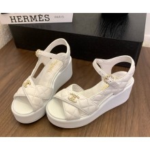 Chanel sandals Quilting leather with logo white 2025