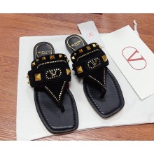 VALENTINO GARAVANI PLASTER CASTER BUFFALO THONG SANDAL BLACK suede 2025