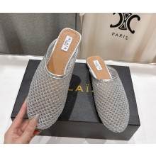 Alaïa knit ballerina mules silver 2025
