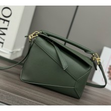 loewe Mini Puzzle Edge bag in classic calfskin green 2025