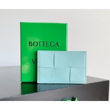 Bottega Veneta Leather Cassette Card Holder light blue 2025 