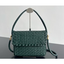 Bottega Veneta Swing Intreccio Flap Shoulder Bag dark green 2025