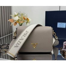 Prada Leather shoulder Bag 1BD314 grey / gold 2025