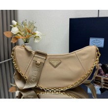 Prada Demi-lune Re-Nylon shoulder bag 1BH222 Camel Brown 2025