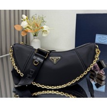 Prada Demi-lune Re-Nylon shoulder bag 1BH222 black 2025