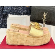 Valentino Garavani VLOGO Espadrille Wedge mules gold 2025 
