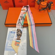 Hermes Twilly Silk Scarf 5x86cm 052102 2025