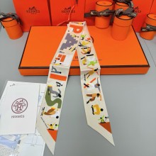 Hermes Twilly Silk Scarf 5x86cm 052109 2025