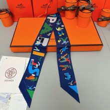 Hermes Twilly Silk Scarf 5x86cm 052108 2025