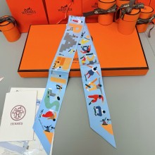 Hermes Twilly Silk Scarf 5x86cm 052110 2025