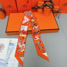 Hermes Twilly Silk Scarf 5x86cm 052111 2025