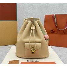 Loro Piana Extra Drawstring backpack L27 Calfskin Light Mastic/Sun Gold 2025