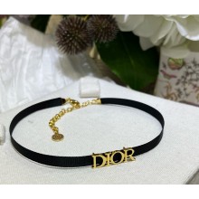 Dio(r)evolution Choker Black Grosgrain with Gold-Finish Metal 2025