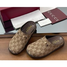 Gucci Women's mule with Horsebit 837130 Camel and dark brown GG canvas 2025 