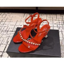 Chanel sandals calf leather & crystal burgundy heel 7.5cm 2025