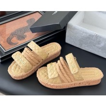 Chanel mules calf leather and straw with logo beige 2025
