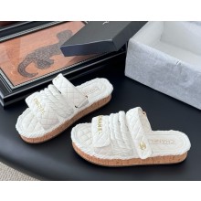 Chanel mules calf leather and straw with logo white 2025