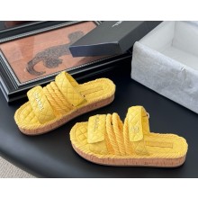 Chanel mules calf leather and straw with logo yellow 2025