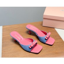 Miu Miu canvas and leather slides 052606 blue / pink 2025