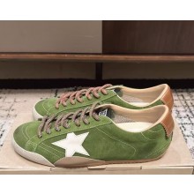 Golden Goose Women's Super-Star in green suede with white star 2025