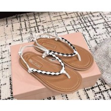 Miu Miu Braided leather sandals 5X409E black/white 2025