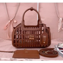 MIU MIU Leather basket 5BA294 Cognac 2025