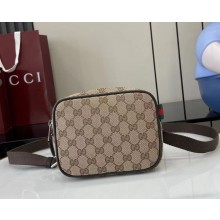 Gucci GG canvas mini bag 834268 Beige and dark brown GG canvas Dark brown leather trim 2025