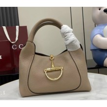 Gucci Softbit medium top handle bag 837467 Taupe grainy leather Gold-toned hardware 2025