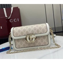 Gucci Go small shoulder bag 826761 White GG canvas White leather trim 2025