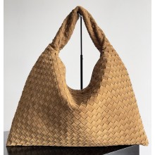 Bottega Veneta Large Hop Shoulder bag with Intrecciato craftsmanship in smooth suede brown 2025
