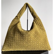 Bottega Veneta Large Hop Shoulder bag with Intrecciato craftsmanship in smooth suede green 2025