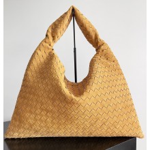 Bottega Veneta Large Hop Shoulder bag with Intrecciato craftsmanship in smooth suede yellow 2025