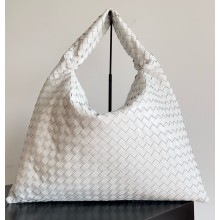 Bottega Veneta Large Hop Shoulder bag with Intrecciato craftsmanship in calf leather white 2025