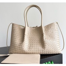 Bottega Veneta medium Pinacoteca Reversible tote bag in Intrecciato silky calf leather Ecru/matcha 2025
