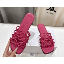 Loewe Petal Anagram slide in soft calfskin fuchsia 2025