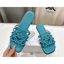 Loewe Petal Anagram slide in soft calfskin blue 2025