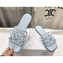 Loewe Petal Anagram slide in soft calfskin light blue 2025
