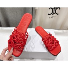 Loewe Petal Anagram slide in soft calfskin red 2025
