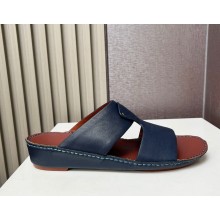 Loro Piana Heart Sandal Ox Leather Navy Blue 2025