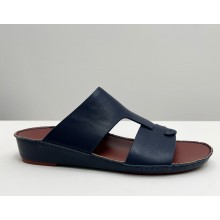 Loro Piana Buckle Sandal Ox Leather Navy Blue 2025