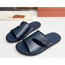 Loro Piana Pilat Walk Sandal Calfskin Navy Blue 2025