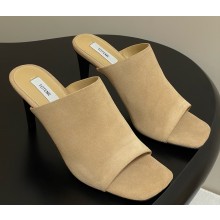Toteme Velour-leather bandeau mules beige heel 9cm 2025