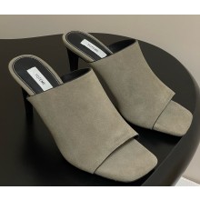 Toteme Velour-leather bandeau mules army green heel 9cm 2025