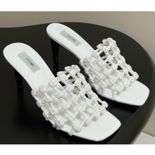 Toteme Braided-leather bandeau mules white heel 9cm 2025