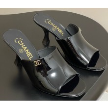 Chanel sandals patent calfskin black heel 8.5cm 2025