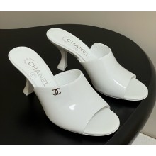Chanel sandals patent calfskin white heel 8.5cm 2025