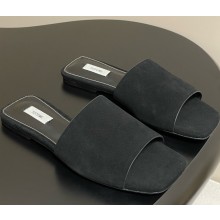 Toteme Velour-leather bandeau slides black 2025