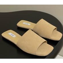 Toteme Velour-leather bandeau slides beige 2025